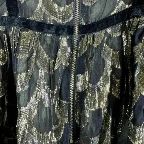 Line & Dot Black & Gold Velvet Binding Rulex Dress Size S - Picture 4 of 6